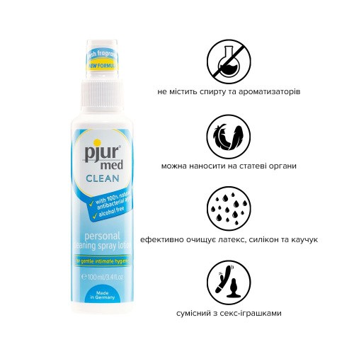 Pjur med Clean Очищуючий спрей для інтимної гігієни та іграшок, 100 мл