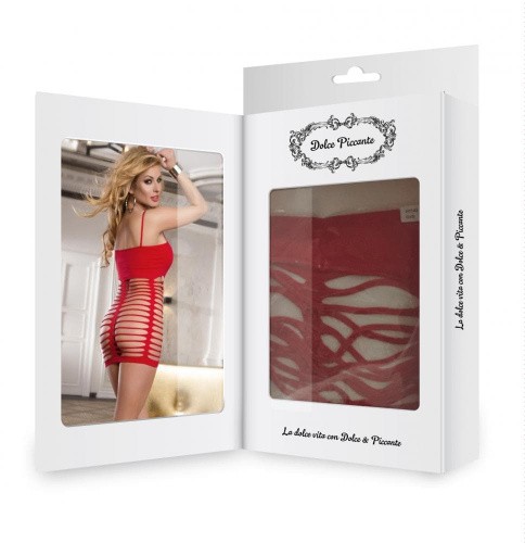 Платье из крупной сетки - Dolce Piccante (красный) - sex-shop.ua
