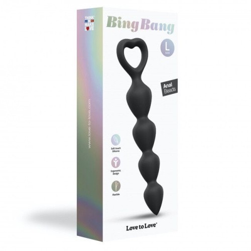 Love To Love Bing Bang L Black Onyx - анальная цепочка, 14.4х3.3 см, (черный) - sex-shop.ua
