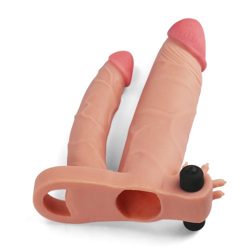 LoveToy Pleasure X-Tender Vibrating Double Penis Sleeve Flesh Add 1