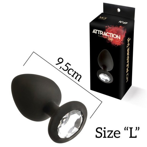 MAI Attraction Toys №49 анальная пробка с кристаллом, 9,5х4 см (чёрный) - sex-shop.ua