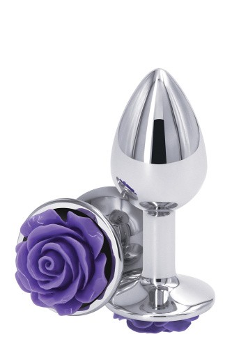 Ns Novelties Rose Buttplug S - Анальная пробка, 6,35х2,7 см, (серебристая с фиолетовым) - sex-shop.ua