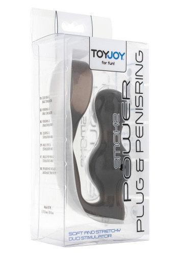 Toy Joy Manpower Plug & Penisring - Анальная пробка с эрекционным кольцом, 11.5х4 см (серый) - sex-shop.ua