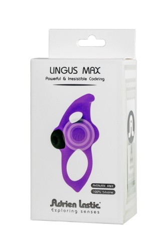 Adrien Lastic Lingus MAX Violet ерекційне віброкільце з язичком для стимуляції клітора, 9.5х3 см