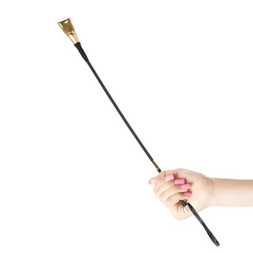 Pipedream Fetish Fantasy Gold Riding Crop - изящный стек, 66.5 см (чёрный с золотом)