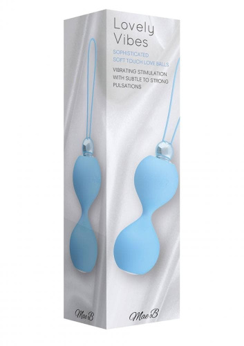 Mae B Soft Touch Vibr Love Balls - вагинальные шарики с вибрацией, 3,5 см (голубой) - sex-shop.ua