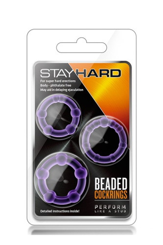 Blush Stay Hard Beaded - Набор эрекционных колец, 3 шт (пурпурный)