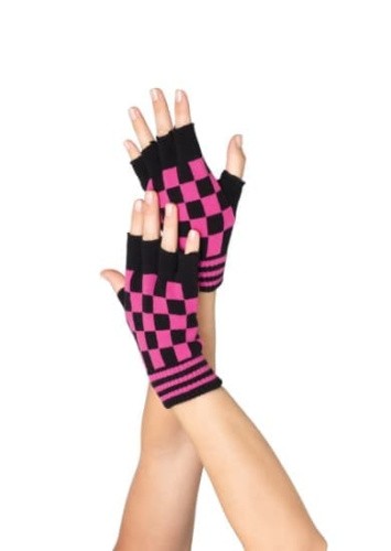 Leg Avenue LEG2054 BL/P - Перчатки с открытыми пальчиками (черный с фиолетовым) - sex-shop.ua