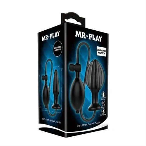 LyBaile Mr.Play Inflatable Butt Plug Black - Анальный расширитель надувная анальная пробка, 13х3.8 см (черный) - sex-shop.ua