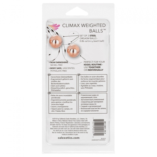 CalExotics Climax Weighted Kegel Balls Nickel-Free - Rose Gold - Вагинальные шарики, 2 шт (золотистый)