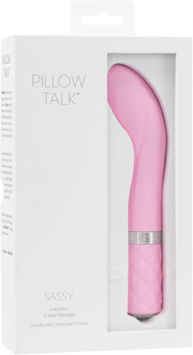 Pillow Talk Sassy Pink - Роскошный вибратор с кристаллом Сваровски для точки G, 12.8х3.8 см. (розовый)