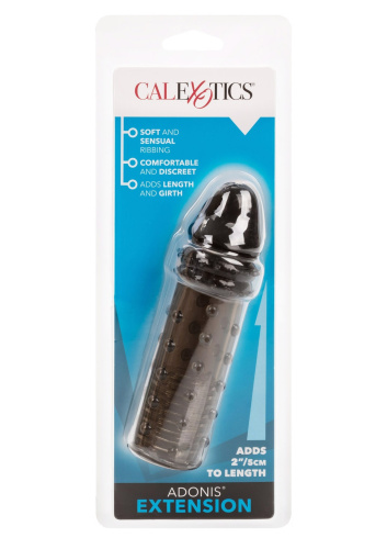 CalExotics Adonis Extension Smoke - рельефная удлиняющая насадка на пенис, 5 см (серый) - sex-shop.ua