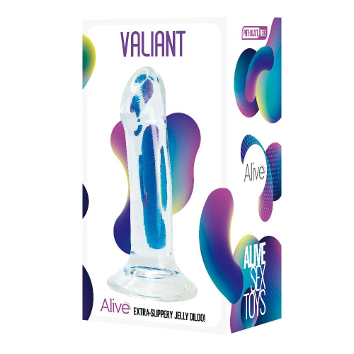 Alive Valiant Jelly Dildo - Прозорий фалоімітатор на присосці, 16х4.5 см