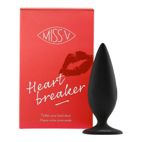 Minx Miss V Heartbreaker Velvet Black - Силиконовая анальная пробка, 9,5х3,1 см (чёрный)