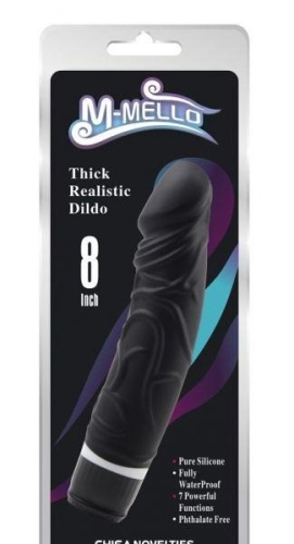 M-Mello Thick Realistic Dilio - Реалістичний силіконовий вібратор 7 режимів вібрації, 19.5х3.8 см (чорний) - купити в Україні | Секс шоп SEX-SHOP.ua