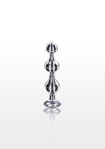 Toy Joy Small Diamond Star Beads - Пробка анальная с прозрачным кристаллом, 10.5х2.5 см (серебристый) - sex-shop.ua