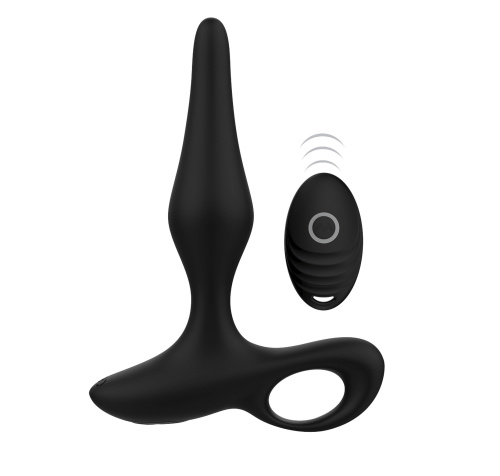 StRubber Hot Fantasy Men Pro Django Black - Массажёр простаты с пультом ДУ, 16.8х3.6 см