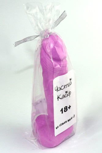 Чистий Кайф Violet size M - Крафтове мило-член із присоскою, 14х3,2 см (фіолетовий)