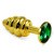 LoveToy Gold Spiral Plug Green - Золотистая анальная пробка с кристаллом, 6.9х3 см (зелёный) - sex-shop.ua