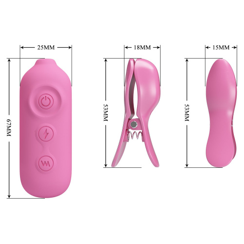 Зажимы для сосков с вибрацией и электростимуляцией Pretty Love Nipple Clips Romantic Wawe II