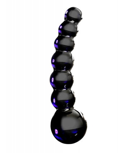 Icicles No 66 - скляний анальний ланцюжок, 9х3 см (чорний)