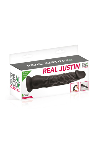 Real Body Real Justin Black - фалоімітатор із присоскою, 21,5х4,2 см.