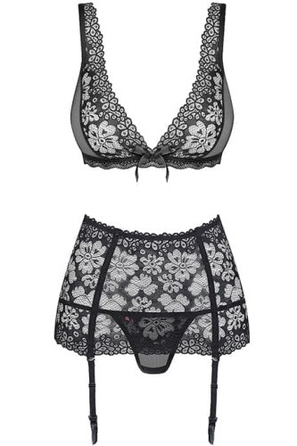 Obsessive 856-SEG-1 set - еротичний комплект з мережива з поясом для панчіх, L/XL (чорний) - купити в Україні | Секс шоп SEX-SHOP.ua