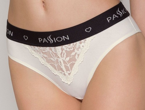 Passion PS001 Panties - Трусики с широкой резинкой и кружевом (бежевые, размер S)