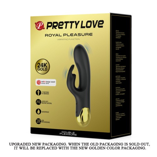 Pretty Love Royal Pleasure Vibrator - Вибратор-кролик с позолоченной рукояткой, 19.2х3.8 см (черный)