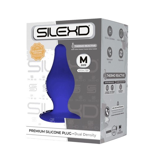 SilexD Model 2 size M Blue - двухслойная анальная пробка Blue, 9.3х4 см (синий) - sex-shop.ua