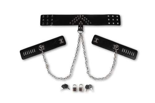 Пикантные Штучки - Ошейник с наручниками на длинной цепочке - sex-shop.ua