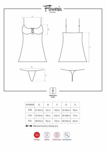 Комплект Obsessive Floweria chemise  (S/M)
