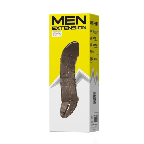 LyBaile Men Extension - Реалістична насадка на пеніс, 11.5х3.5 см (чорний) - купити в Україні | Секс шоп SEX-SHOP.ua