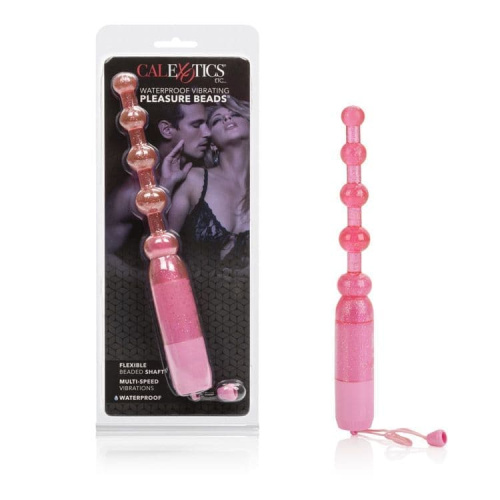 CalExotics Vibrating Pleasure Beads - анальная елочка с вибрацией, 11х2 см (розовый) - sex-shop.ua