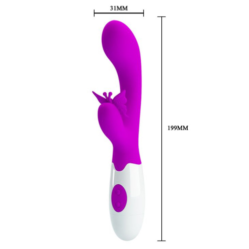LyBaile Pretty Love Butterfly Kiss Vibrator - вибратор кролик с бабочкой и 30 режимами, 19.9х3.1 см (фиолетовый)