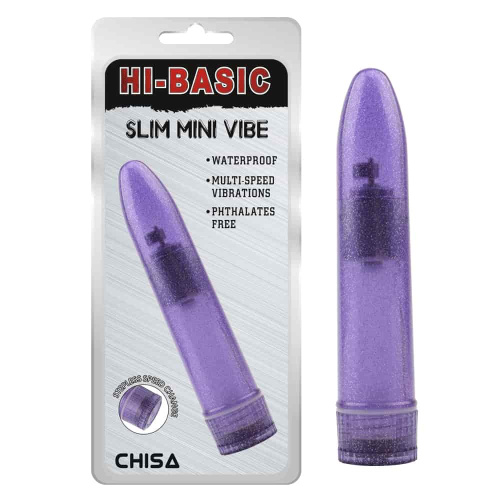 Hi-Basic Slim Mini Vibe - Классический пластиковый мультискоростной вибратор, 13.2х3.5 см (фиолетовый) - sex-shop.ua
