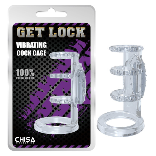 Chisa - Get Lock Vibrating Cock Cage Clear - Насадка на член, 7.6х2 см