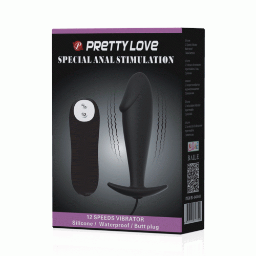 Pretty Love Vibrating Butt Plug анальна пробка з вібрацією, 10х3 см (чорний)