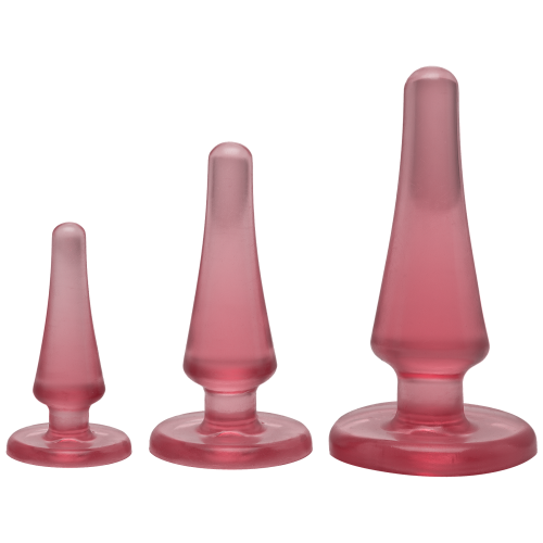 Doc Johnson Crystal Jellies - Pink, набор анальных пробок, диаметр от 2 см до 4 см (розовый) - sex-shop.ua