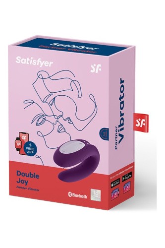 Satisfyer Double Joy Purple-вібратор для пари з управлінням через додаток, 9х5. 7см, (фіолетовий)