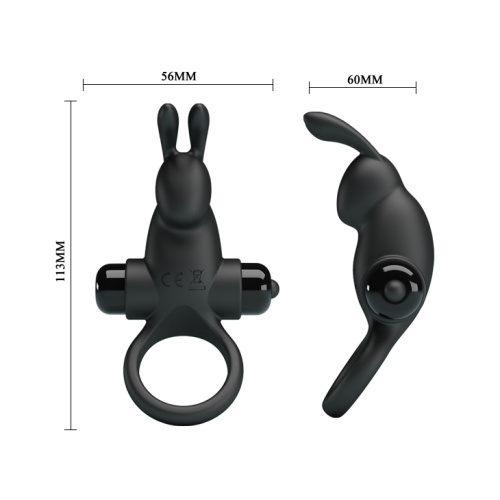 Pretty Love Vibro Penis Ring Rabbit I - Эрекционное кольцо с вибрацией, 11.3х2.8 см (черный)
