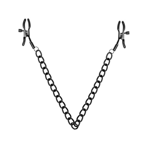 Bedroom Fantasies Nipple Clamps with Chain - Затискачі для сосків з ланцюжком, (чорний)