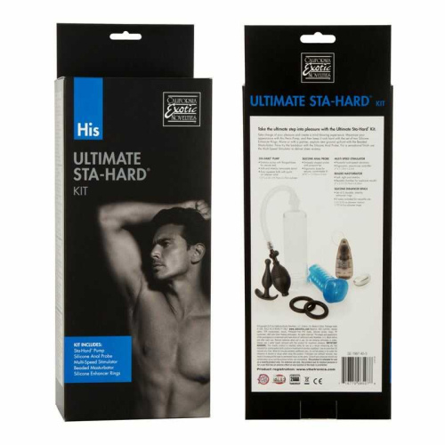 California Exotic Novelties His Ultimate Sta-Hard Kit - Набор для увеличения члена и удовольствия, 19.8х5.8 см