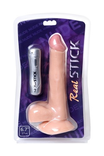 Toyfa Realstick Nude - Реалистичный вибратор с выносным пультом на проводе, 22х3.8 см