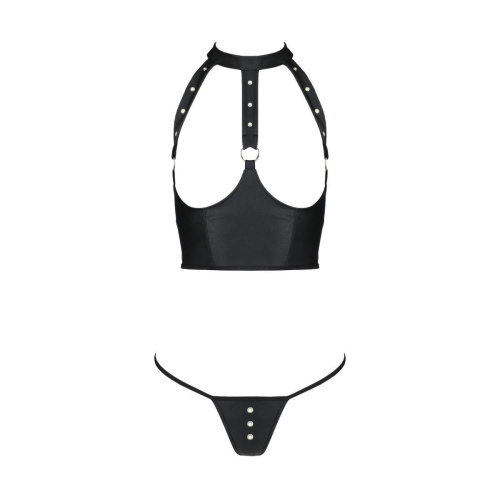 Passion - GENEVIA SET WITH OPEN BRA - Комплект із еко-шкіри, S/M - купити в Україні | Секс шоп SEX-SHOP.ua