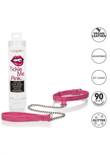 CalExotics Tickle Me Pink Collar w Leash - дизайнерский ошейник с поводком
