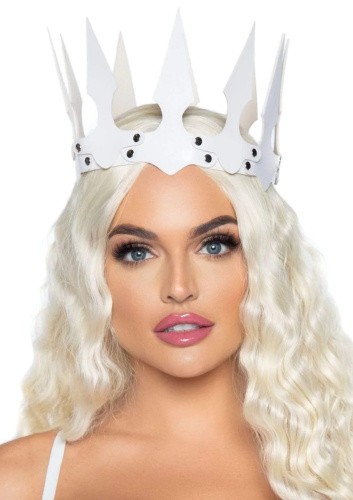 Leg Avenue-Faux leather spiked crown White Сексуальна корона з еко-шкіри (білий)