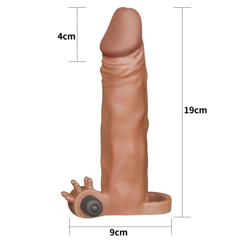 LoveToy - Pleasure X Tender Vibrating Penis Sleeve Brown Add 2 - Насадка на член, 19 см - купити в Україні | Секс шоп SEX-SHOP.ua