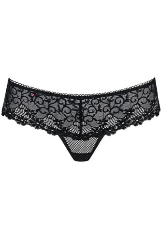 Obsessive 821-PAN-1 - Кружевные трусики бразилиана, S/M (чёрный)