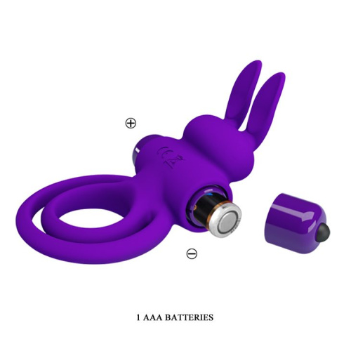 Pretty Love Vibro Penis Ring Bunny III Blue – Эрекционное кольцо, 9,7х4,0 см (фиолетовый)